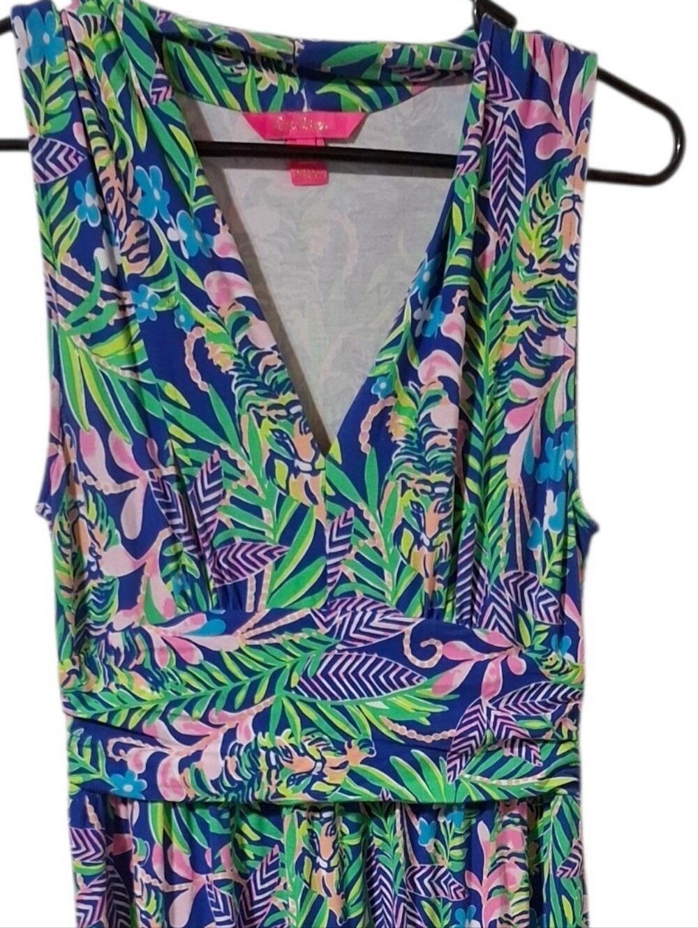 Lilly Pulitzer Pearce Sleeveless V-Neck Maxi Dress in Blue, Green & Pink Size M - Picture 2 of 5